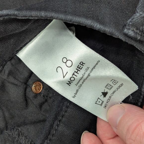 MOTHER Looker Ankle Fray Skinny Jeans Guilty As Sin Black Distressed Womens 28 - Picture 6 of 7